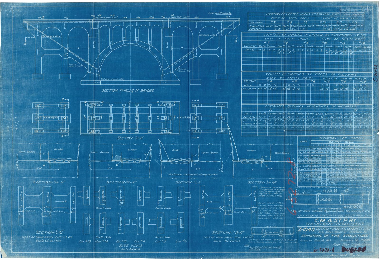 Blueprint of bridge.  Courtesy of Milwaukee Road Archives at the Milwaukee Public Library